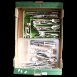 A quantity of mixed silver plated cutlery (boxful)