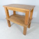A pair of Japanese low pine tables. 100x51x60cm.