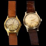 SMITHS IMPERIAL - a gent's mid-size 9ct gold cased mechanical wristwatch, with leather strap, with