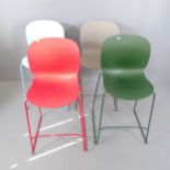 A set of for RBM Noor Up bar stools, with applied and moulded maker's marks. Overall 56x103x55cm,