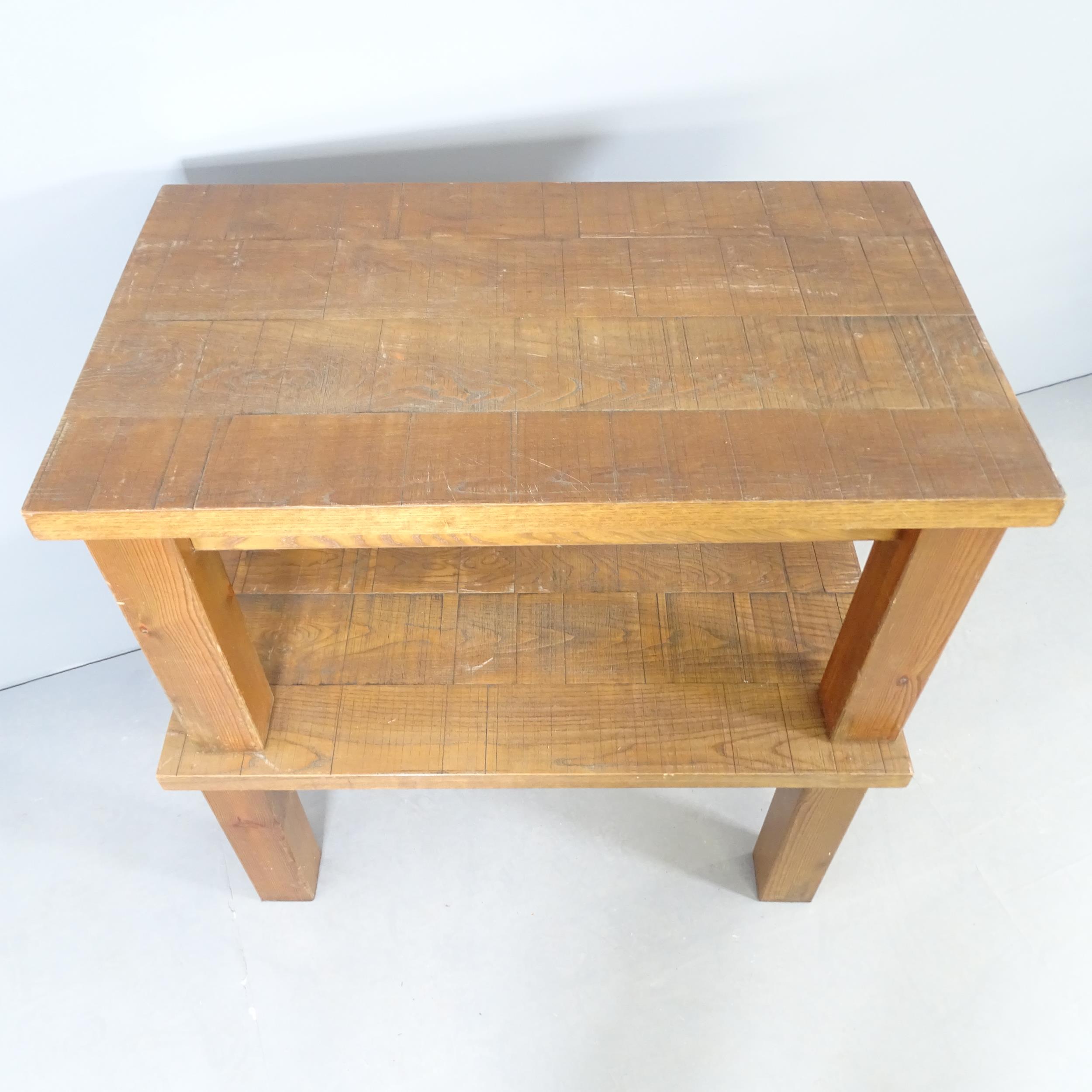 A pair of Japanese low pine tables. 100x51x60cm. - Image 2 of 2