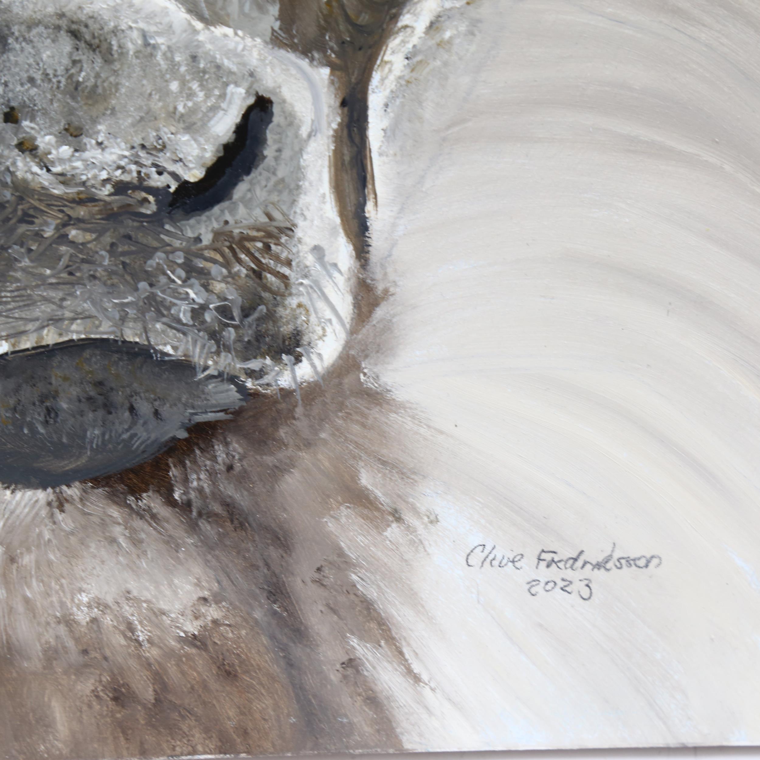 Clive Fredriksson, oil on canvas, herd of cows, 97cm x 66cm overall, unframed - Image 2 of 2