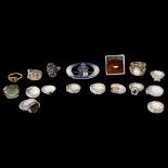 16 various modern silver dress rings, mostly stone set, and a Continental sterling and blue enamel