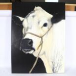 Clive Fredriksson, oil on canvas, study of a bull, 100cm x 75cm, unframed