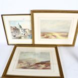 F Parr, pair of watercolours, panoramic Highland scenes, 48cm x 59cm overall, framed, Rosemary