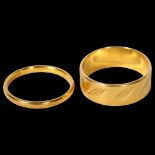 A 22ct gold wedding band, size P, 4.8g, and another 22ct gold wedding band, size M, 1.8g