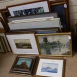 A group of various watercolours, oils and pictures