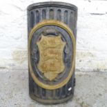 Local interest - A painted cast iron armorial panel, probably from a lamp post, with Cinque Ports
