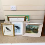 A group of watercolours, prints and acrylics, including Mike Cheetham, Carl Taylor watercolour,