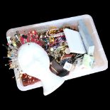 A large quantity of modern costume jewellery, hat pins etc (boxful)