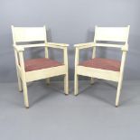 A pair of Dutch Haagse School Constructivist Art Deco armchairs, 1920s, attributed to H Fels for L.