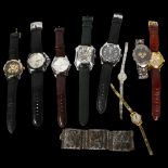 A collection of lady's and gent's fashion wristwatches, including Goer, Limit, Philip Presio etc