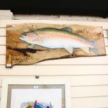 Clive Fredriksson, oil on pine board, "Powdermills trout", L100cm