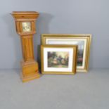 Thomas Kincaid, pair of framed coloured prints, and oleograph, cottage studies, and a pine cased