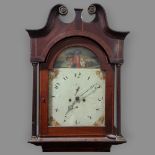 George III mahogany and satinwood 8-day longcase clock, with painted dial