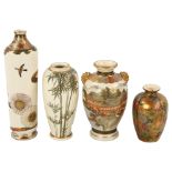 4 various Japanese Satsuma porcelain vases