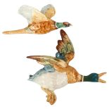 A Beswick pottery flying duck wall ornament, length 21cm, and Beswick flying pheasant, length 21cm