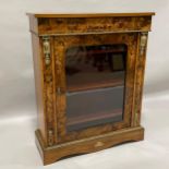 A Victorian marquetry inlaid walnut pier cabinet, with gilt metal mounts, and lined velvet interior,