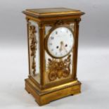 A mid 19th century French Four Glass clock by Raingo Feres, Paris, 8 day movement, case has bevelled