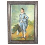 19th century miniature painting on ivorine, after Thomas Gainsborough, The Blue Boy, signed with