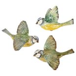 A group of 3 Beswick wall-plaque Blue Tit figures, 705, 706, 707 705 has a wing repair and glaze
