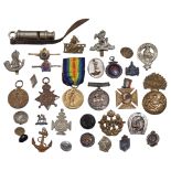 A group of militaria, including pair of Great War Service medals to 20100 Dvr WT Waller Royal