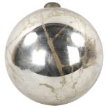 A large silver lustre glass witch's ball, diameter approx 28cm