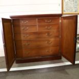 A 19th century mahogany cabinet with fitted internal drawers, height 123cm, width 129cm, depth