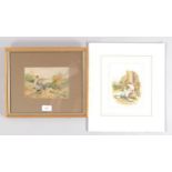 After Myles Birket Foster, 2 x 19th century watercolours, signed with monograms, 12cm x 17cm, 1