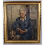 Mid-20th century portrait of a woman, oil on canvas, unsigned, 72cm x 62cm, framed Good condition