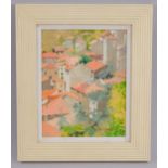John Bawtree, Valleraugue Bell Tower, oil on board, signed, 24cm x 19cm, framed Good condition