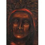 Mid-20th century oil on canvas, Eagle Eye, inscribed verso, 36cm x 26cm, unframed Good untouched