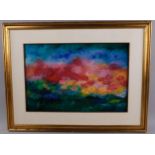 A contemporary oil on canvas, abstract landscape, indistinctly signed, 50cm x 75cm, framed Very good