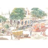 Francis, busy Indian street scene, watercolour, signed, 38cm x 56cm, framed Good condition
