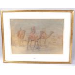 F R Foster?, camel riders, watercolour, faintly signed, 33cm x 50cm, framed Slight paper