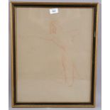 John Pinches (1885 - 1968), nude life study, sanguine chalk on paper, 45cm x 35cm, framed Good