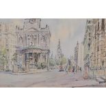 Hugh Mckenzie, London street scene, watercolour, signed, 30cm x 45cm, framed Good condition