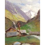 Alois Pfund (1876 - 1946), study of the Bavarian Alps, oil on canvas, signed, 36cm x 28cm,