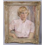Mid-20th century oil on canvas, portrait of a woman, unsigned, 20" x 16", framed