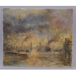 John Wiltshire, Thames scene near Tower Bridge, oil on canvas, signed, 46cm x 56cm, unframed Good