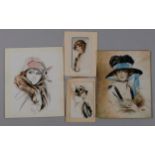 Robert Swindale, 4 portraits of fashionable young women, watercolour, all signed and dated 1921-