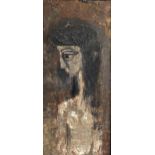 Attributed to John Christoforou (Greek, 1921 - 2014), modernist figure, impasto oil on board,