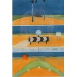 Joan Williams, Beside The Sea, coloured etching, signed in pencil, no. 6/50, plate 49cm x 34cm,