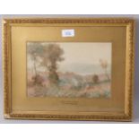 Hector Caffieri (1847 - 1932), Valley of the Lianne, watercolour, signed, 17cm x 26cm, framed