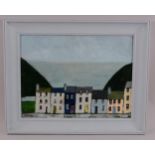 Gerald Grimes (1934 - 2010), coastal buildings, oil on panel, signed, 38cm x 50cm, framed Good