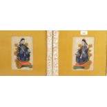 Chinese School, pair of Royal portraits, watercolour on rice paper, 18cm x 12cm, framed Slight paper