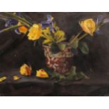 William Savage, still life flower study, oil on canvas, 2012, 35cm x 46cm, unframed Good condition