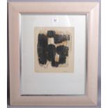 Raoul Ubac, abstract woodcut circa 1960s, signed in pencil, no. 65/75, 28cm x 24cm, framed Very