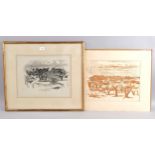 French Impressionist School, 2 ink drawings of olive trees, circa 1920s, unsigned, 31cm x 40cm,