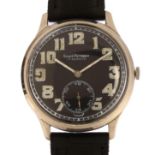 GIRARD-PERREGAUX - a stainless steel pilot's mechanical wristwatch, circa 1940s, black dial with